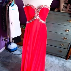 Coral colored prom dress